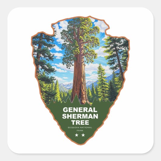 General Sherman Tree Sequoia NP Arrowhead Vierkante Sticker (Voorkant)