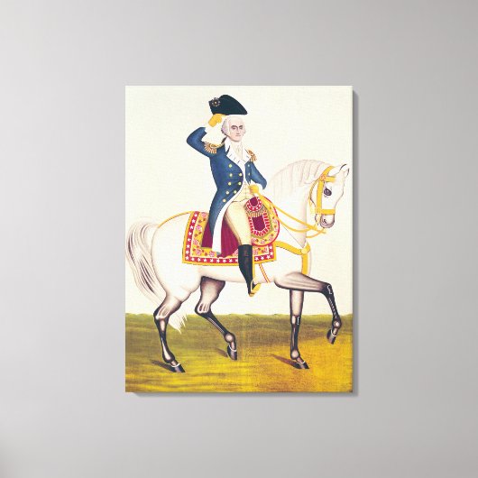 General Washington on a White Charger, c.1835 Canvas Afdruk (Voorkant)