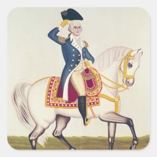 General Washington on a White Charger, c.1835 Vierkante Sticker
