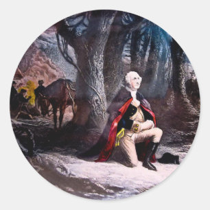General Washington Praying at Valley Forge, PA Ronde Sticker