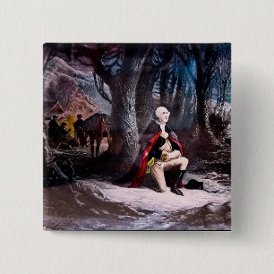 General Washington Praying at Valley Forge, PA Vierkante Button 5,1 Cm