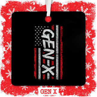 Generatie X Amerikaanse vlag Trots Gen Xer Gen X Metalen Ornament