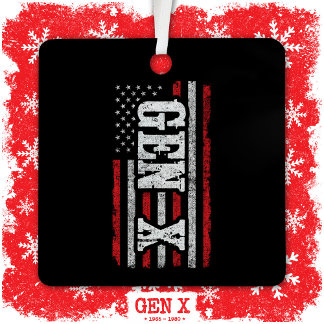 Generatie X Amerikaanse vlag Trots Gen Xer Gen X Metalen Ornament