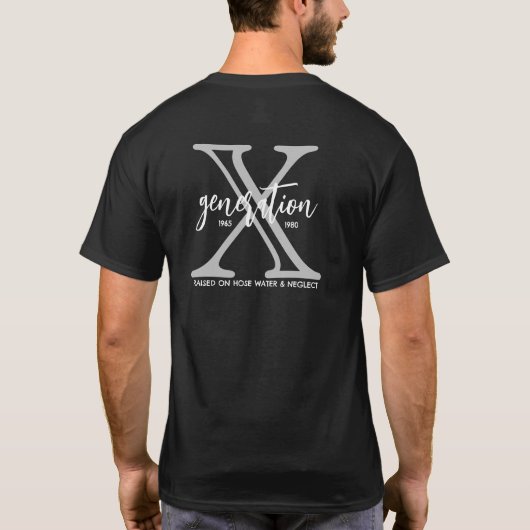 Generatie X Gepersonaliseerd Jaar & Bericht T-shirt (Achterkant)