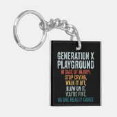Generatie X Speeltuin Bij Verwonding Cadeau Sleutelhanger (Voorkant Links)