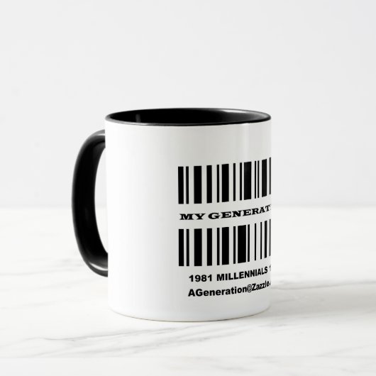 Generatie Y BAR CODE Mok (Voorkant links)