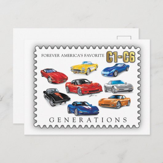 GENERATIES VAN AUTOMOBIELKUNST FEESTDAGENKAART (Voorkant / Achterkant)