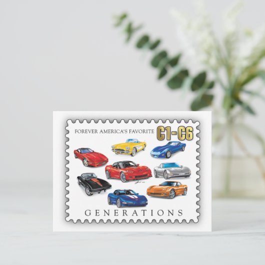 GENERATIES VAN AUTOMOBIELKUNST FEESTDAGENKAART (Staand voorkant)