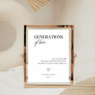 Generaties van liefde Elegante Minimalistische Bru Reclamebord Met Voetstuk