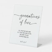 Generaties van liefde Moderne Kalligrafie Bruiloft Reclamebord Met Voetstuk (Voorkant)