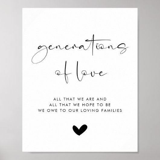 Generaties van Liefde Moderne Stijl Trouwbord Poster (Voorkant)