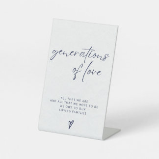 Generaties van liefde teken reclamebord met voetstuk