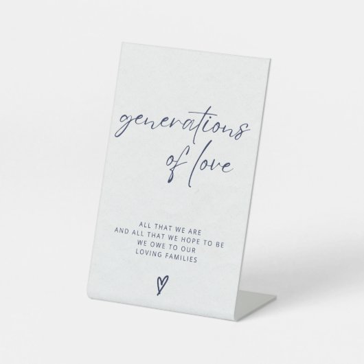 Generaties van liefde teken reclamebord met voetstuk (Voorkant)
