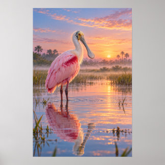 generatievecontent "roze lepelaar" "texas vogel poster