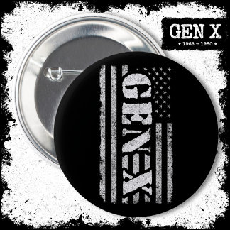 Generation X Amerikaanse vlag Proud Gen X Ronde Button 5,7 Cm