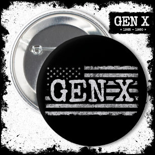 Generation X Amerikaanse vlag Proud Gen X Ronde Button 5,7 Cm