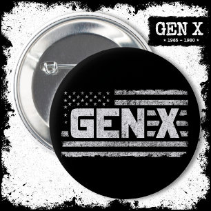 Generation X Amerikaanse vlag Proud Gen X Ronde Button 5,7 Cm