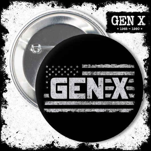 Generation X Amerikaanse vlag Proud Gen X Ronde Button 5,7 Cm