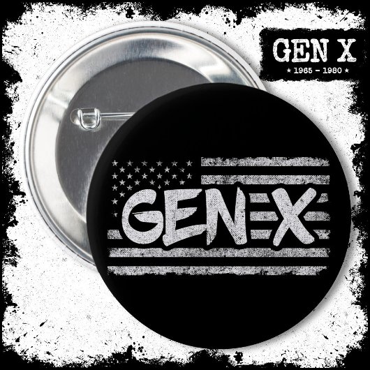 Generation X Amerikaanse vlag Proud Gen X Ronde Button 5,7 Cm