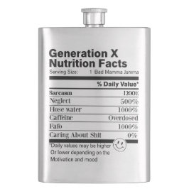 Generation X | Fun Nutrition Facts Sarcasm Neglect Flacon