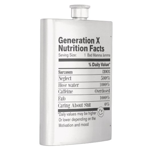 Generation X | Fun Nutrition Facts Sarcasm Neglect Flacon (Rechts)