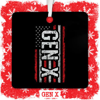 Generation X Gen Xer Amerikaanse vlag Proud Gen X Metalen Ornament