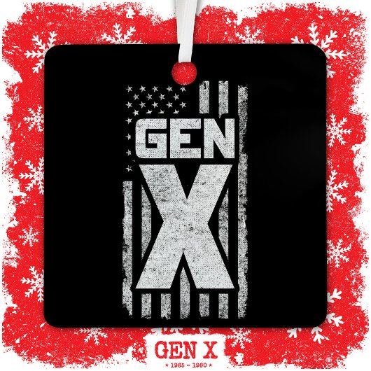 Generation X Gen Xer Trots Amerikaanse vlag Gen X Metalen Ornament