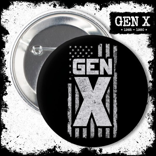 Generation X Gen Xer Trots Amerikaanse vlag Gen X Ronde Button 5,7 Cm