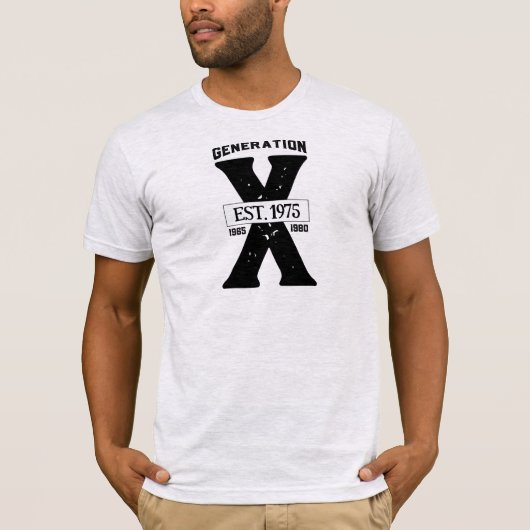 Generation X gepersonaliseerd jaar T-shirt (Voorkant)