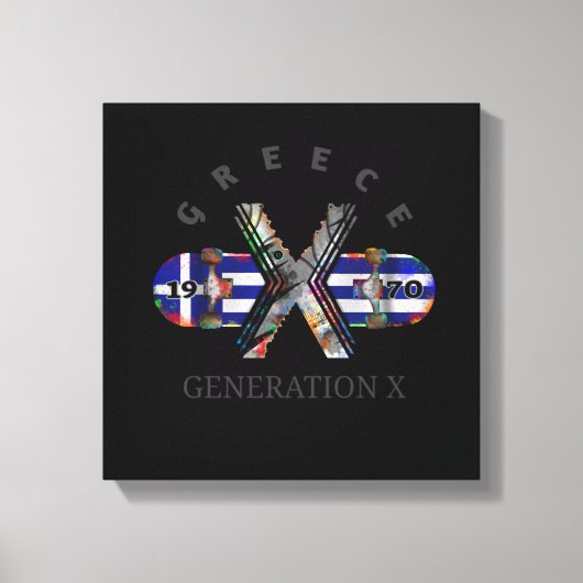 Generation X Greece Skateboard 1970 Canvas Afdruk (Voorkant)