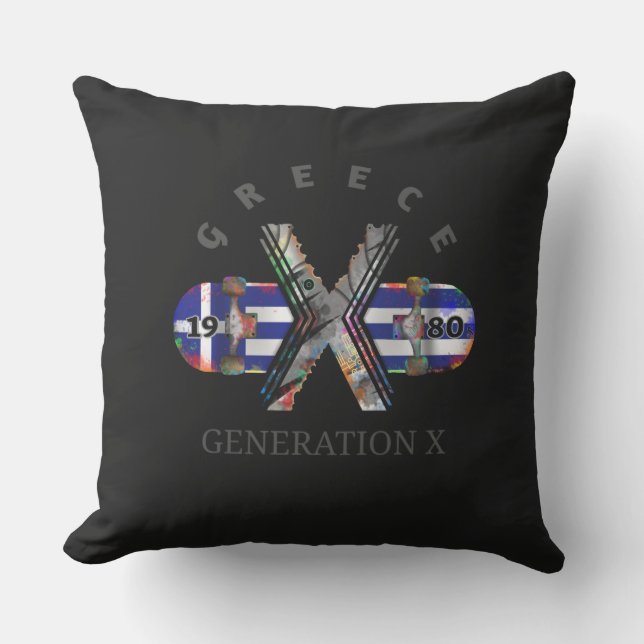 Generation X Greece Skateboard 1980 Buitenkussen (Voorkant)