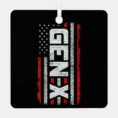 Generation X Proud Gen Xer Amerikaanse vlag Gen X Metalen Ornament (Achterkant)