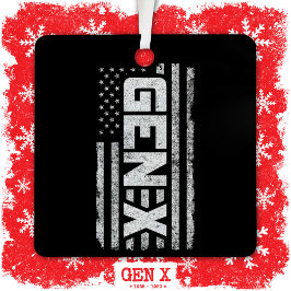Generation X Proud Gen Xer Amerikaanse vlag Gen X Metalen Ornament
