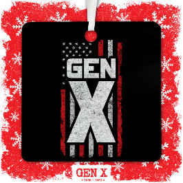 Generation X Proud Gen Xer Amerikaanse vlag Gen X Metalen Ornament