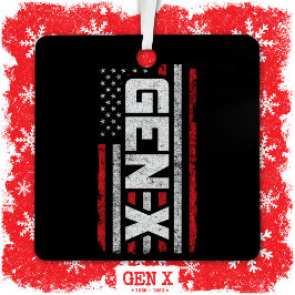 Generation X Proud Gen Xer Amerikaanse vlag Gen X Metalen Ornament