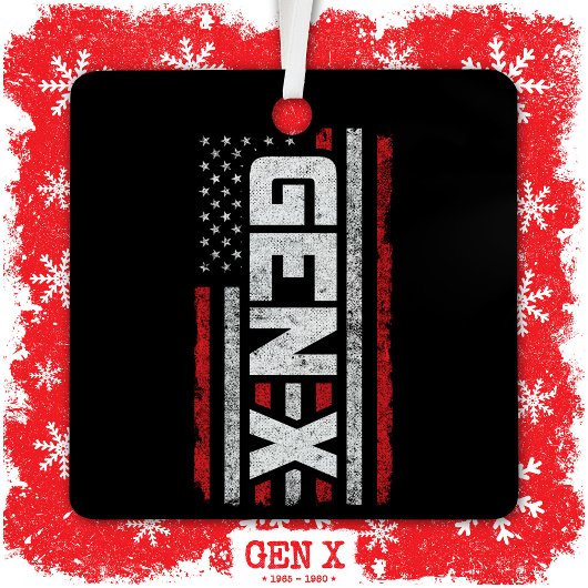Generation X Proud Gen Xer Amerikaanse vlag Gen X Metalen Ornament