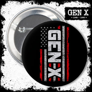 Generation X Proud Gen Xer Amerikaanse vlag Gen X Ronde Button 5,7 Cm