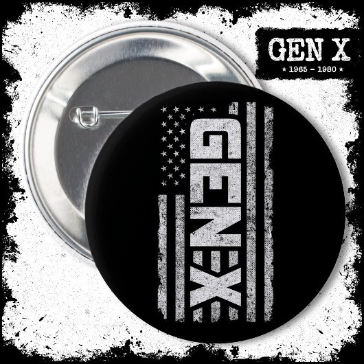 Generation X Proud Gen Xer Amerikaanse vlag Gen X Ronde Button 5,7 Cm