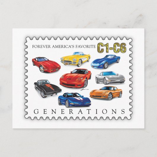 GENERATIONS OF AUTOMOBILE ART HOLIDAY POSTCARD FEESTDAGENKAART (Voorkant)