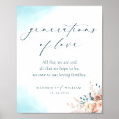 Generations of Love Boho Blauwgroen en Perzikbloem Poster (Voorkant)
