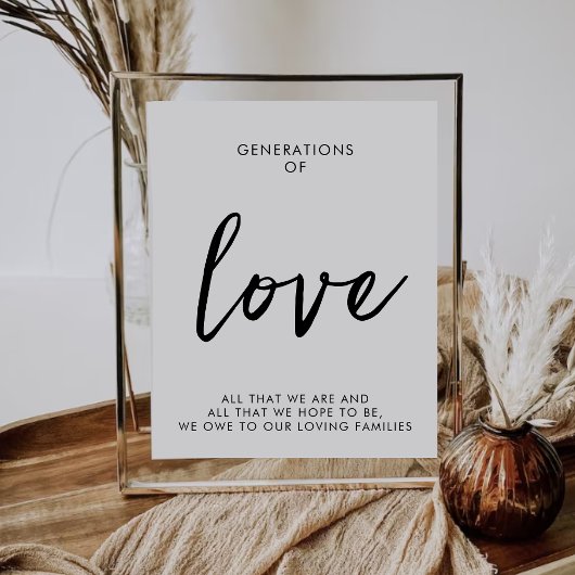 Generations of Love Minimalist Wedding Sign Poster