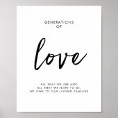 Generations of Love Minimalist Wedding Sign Poster (Voorkant)