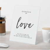 Generations of Love Minimalist Wedding Sign Reclamebord Met Voetstuk (Insitu)