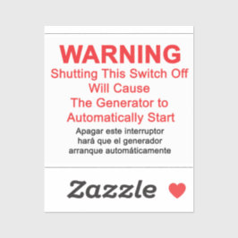 Generator Start Automatisch - WAARSCHUWINGSETIKET Sticker