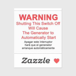 Generator Start Automatisch - WAARSCHUWINGSETIKET  Sticker