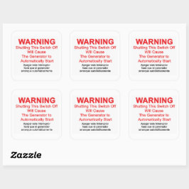 Generator Start Automatisch - WAARSCHUWINGSETIKET  Vierkante Sticker