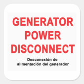 Generator stroom uitschakelen - ETIKET (Voorkant)