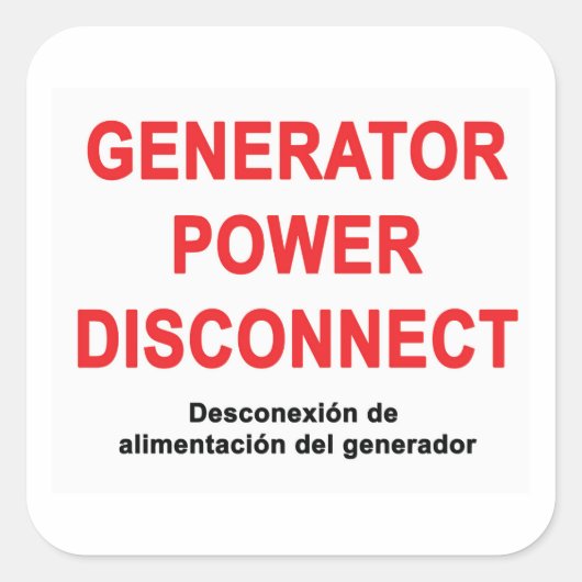 Generator stroom uitschakelen - ETIKET (Voorkant)