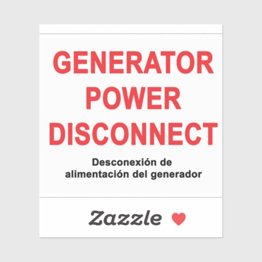Generator stroom uitschakelen - ETIKET Sticker (Vel)