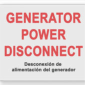 Generator stroom uitschakelen - ETIKET Sticker (Voorkant)